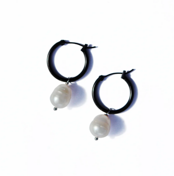 BO FWP Silver on Black 20mm Hoop Earrings