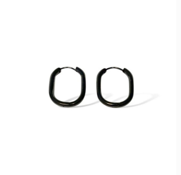 Hooplah Earrings Black Oblong