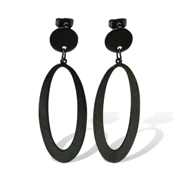 Ovale Black Long Earrings OVOBK-E