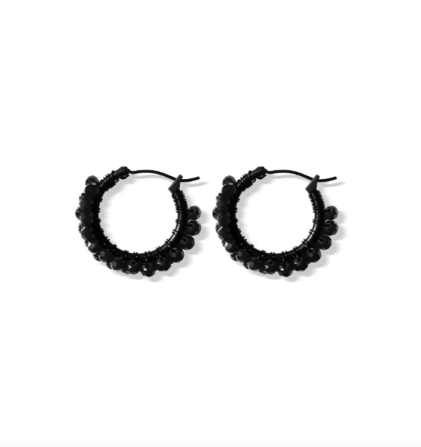 Steel Me Black Stone & Black Hoop Earrings SM-BSBB-E20