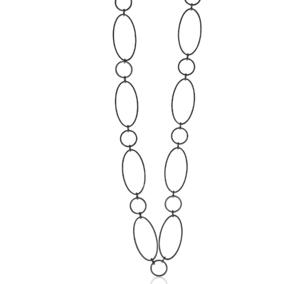 Steel Me Super Link SS Black  Necklace 85cm