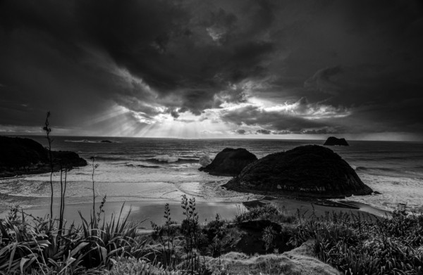 Simon Raine, Stormy sea at Back Beach, 2016