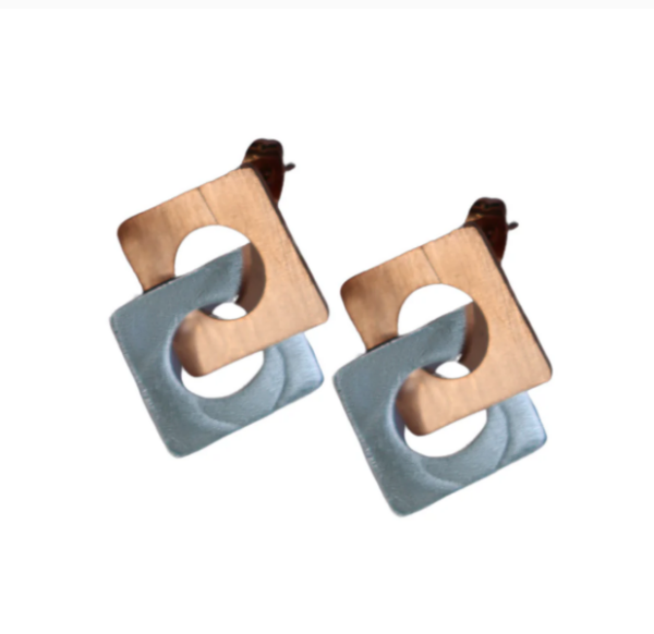 Carre Rose Gold & Silver Stud Earrings