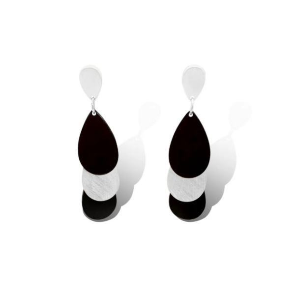 Ovale Oval Silver & Black Earrings