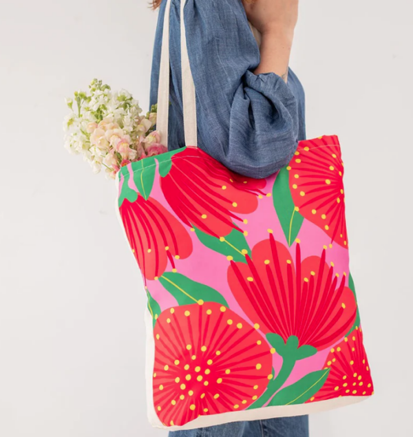 Bright Pink Pohutukawa Shopping Bag