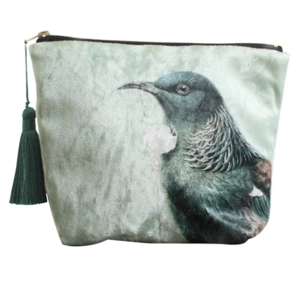 Hushed Green Tui Velvet Cosmetic Bag