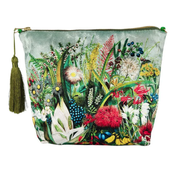 NZ Native Flowers Velvet Cosmetic Bag