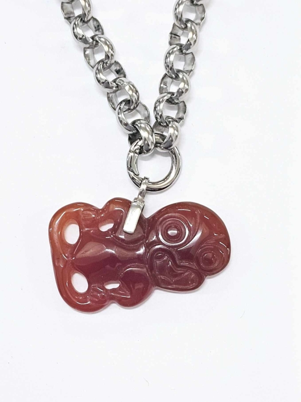 Hei Tiki - carnelian on Stainless Steel Chain