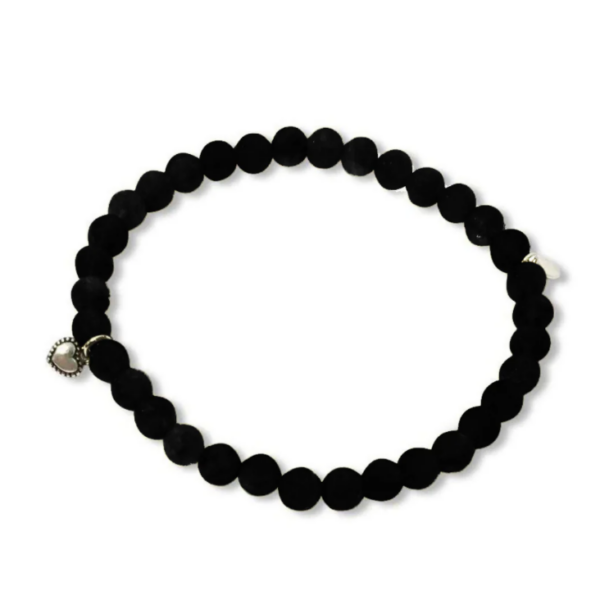 La Pierre Black Onyx Stretchy Bracelet