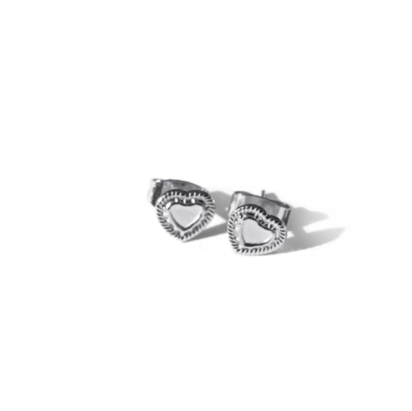 The Heart Series Edged Silver Heart Earrings