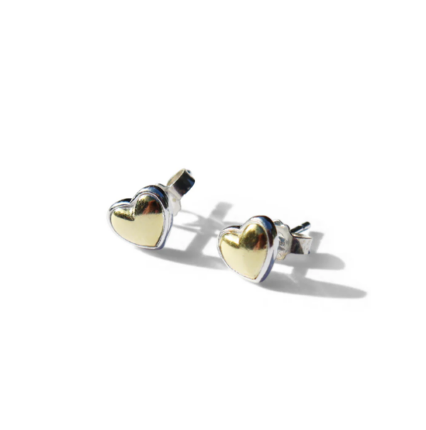 The Heart Series Yellow Gold & Silver Heart Earrings